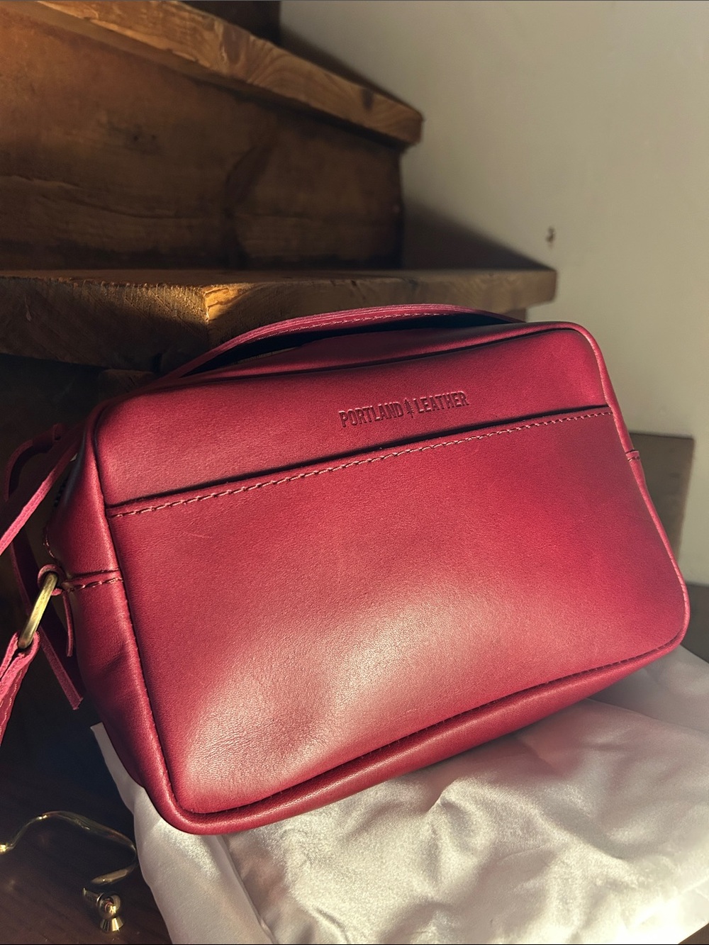 Portland Leather Raspberry Red Crossbody Bag